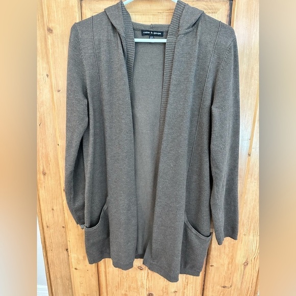 Cable & Gauge Open Front Cardigan Olive Green Size Medium - Picture 9 of 10